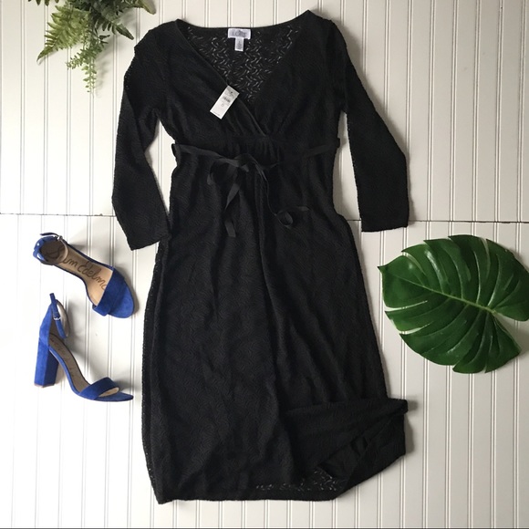 LOFT Dresses & Skirts - Loft crossover tie waist black lace dress NWT